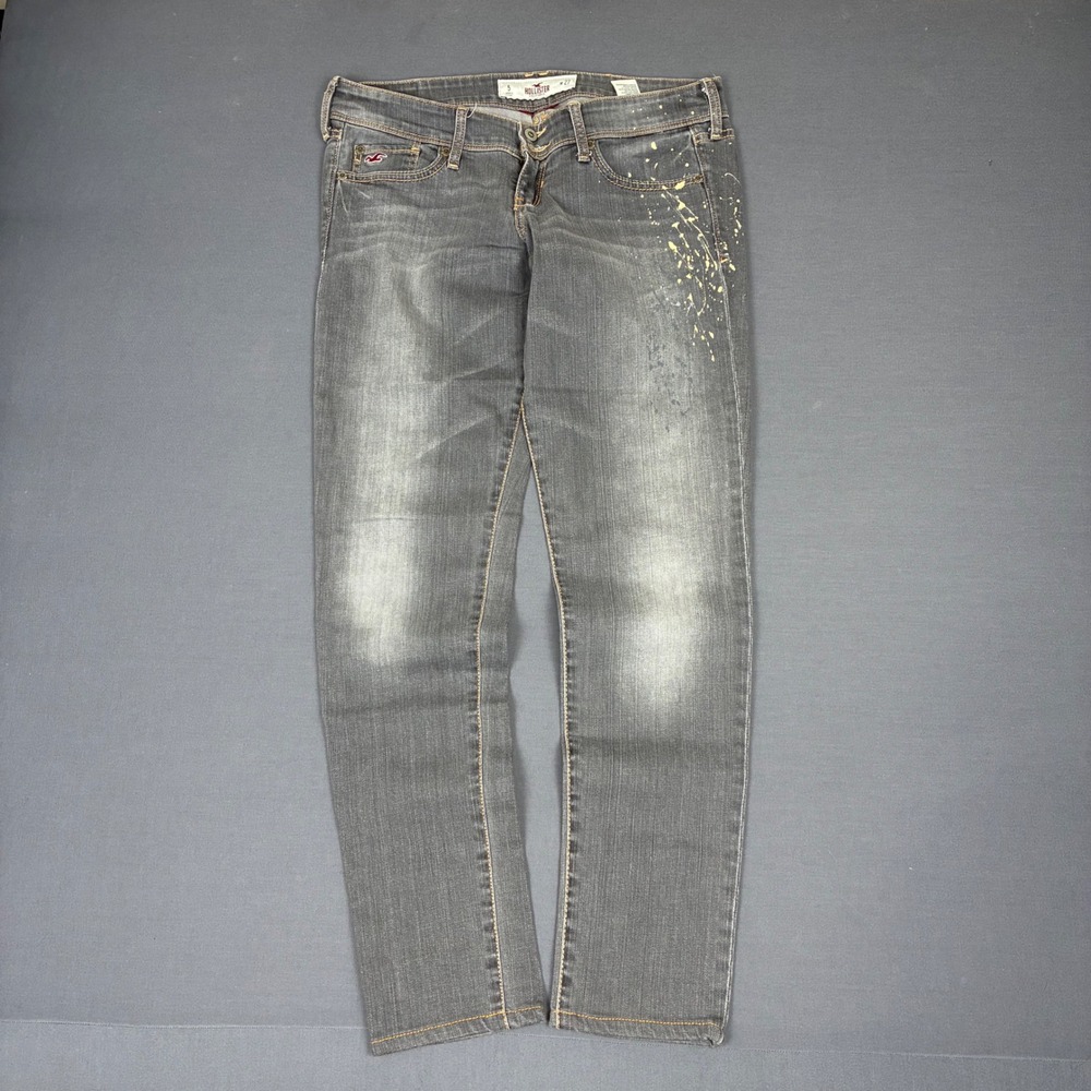 Hollister Socal Stretch Gray Paint Splattered Jeans Women's Size 5 W27 (30x29)